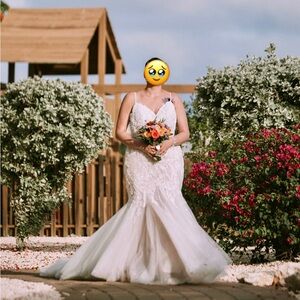 Maggie Sottero Lace & Beaded Wedding Dress (Ivory Over Nude)